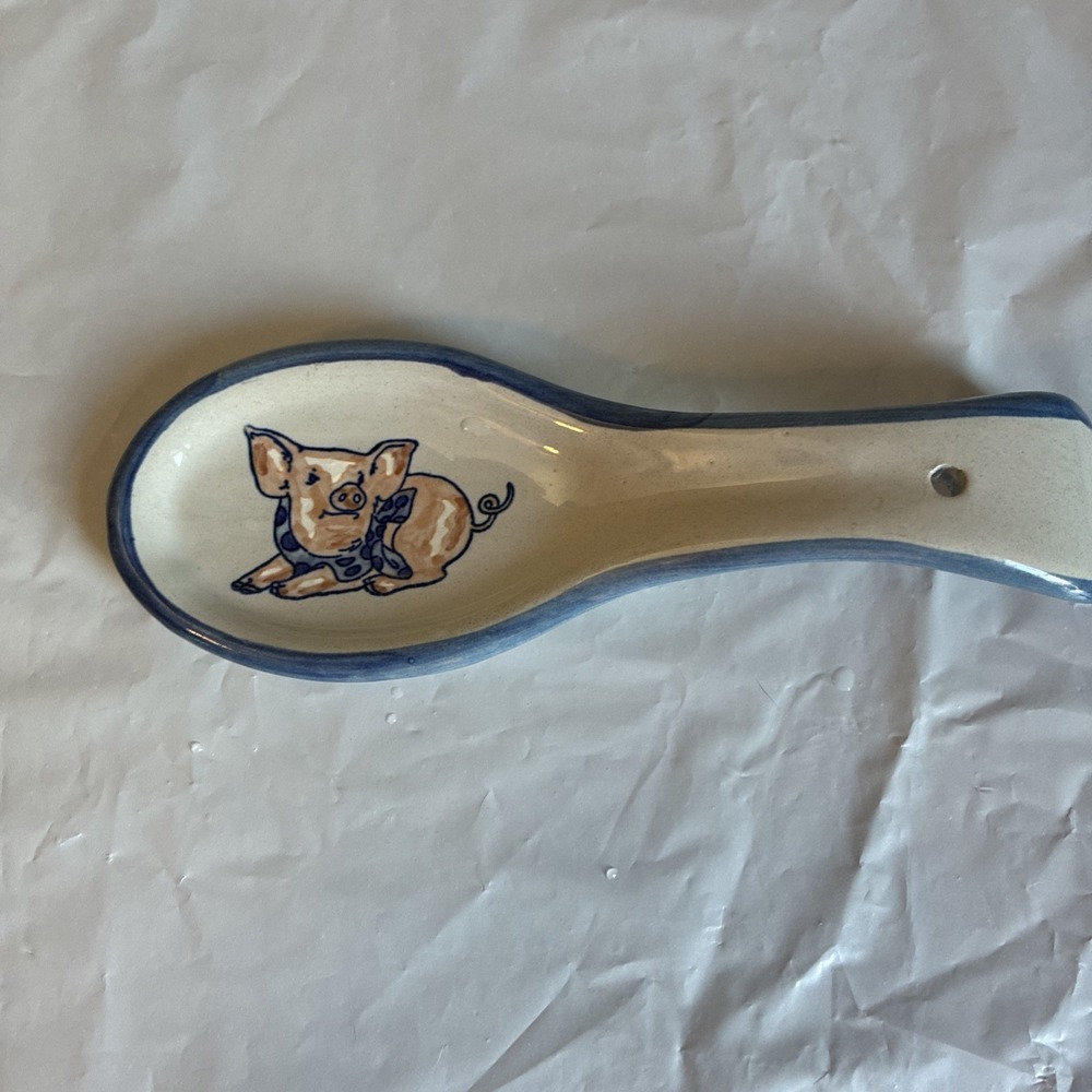 Louisville Stoneware Precious Pig Spoon Rest, Kentucky USA, 8" long